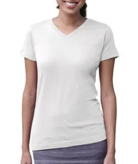 3507 LA T Ladies V-Neck Longer Length T-Shirt White