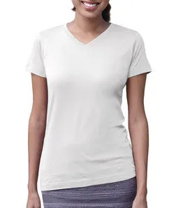 3507 LA T Ladies V-Neck Longer Length T-Shirt White
