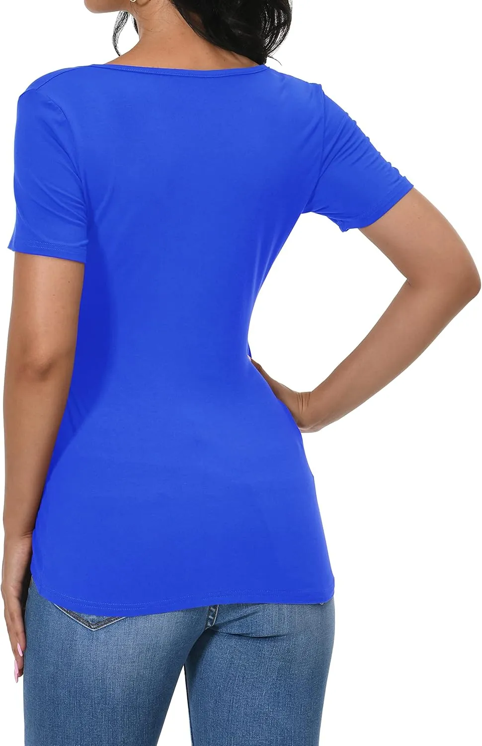 Afibi Women Deep V Neck Low Cut Long Sleeve Slim Shirt Tee Top Blouse