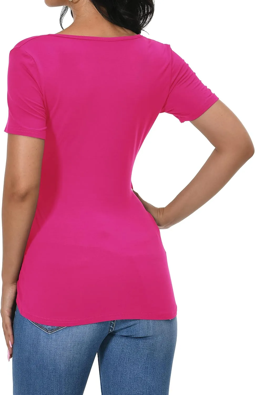 Afibi Women Deep V Neck Low Cut Long Sleeve Slim Shirt Tee Top Blouse