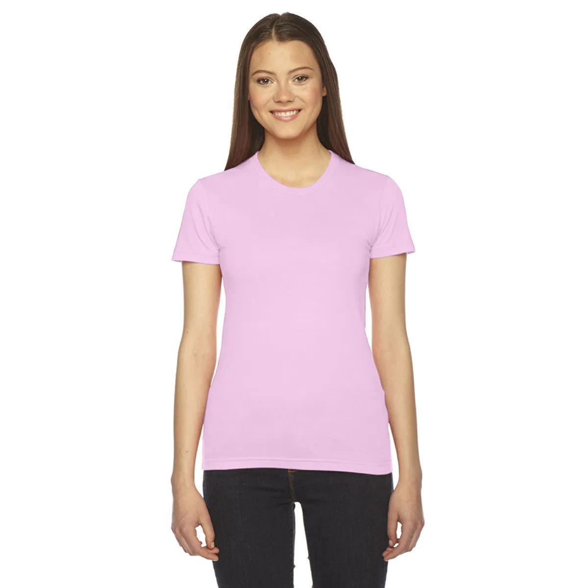 American Apparel Women's Pink Fine Jersey Short-Sleeve T-Shirt
