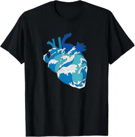 Anatomical Heart Ocean Wave T-Shirt