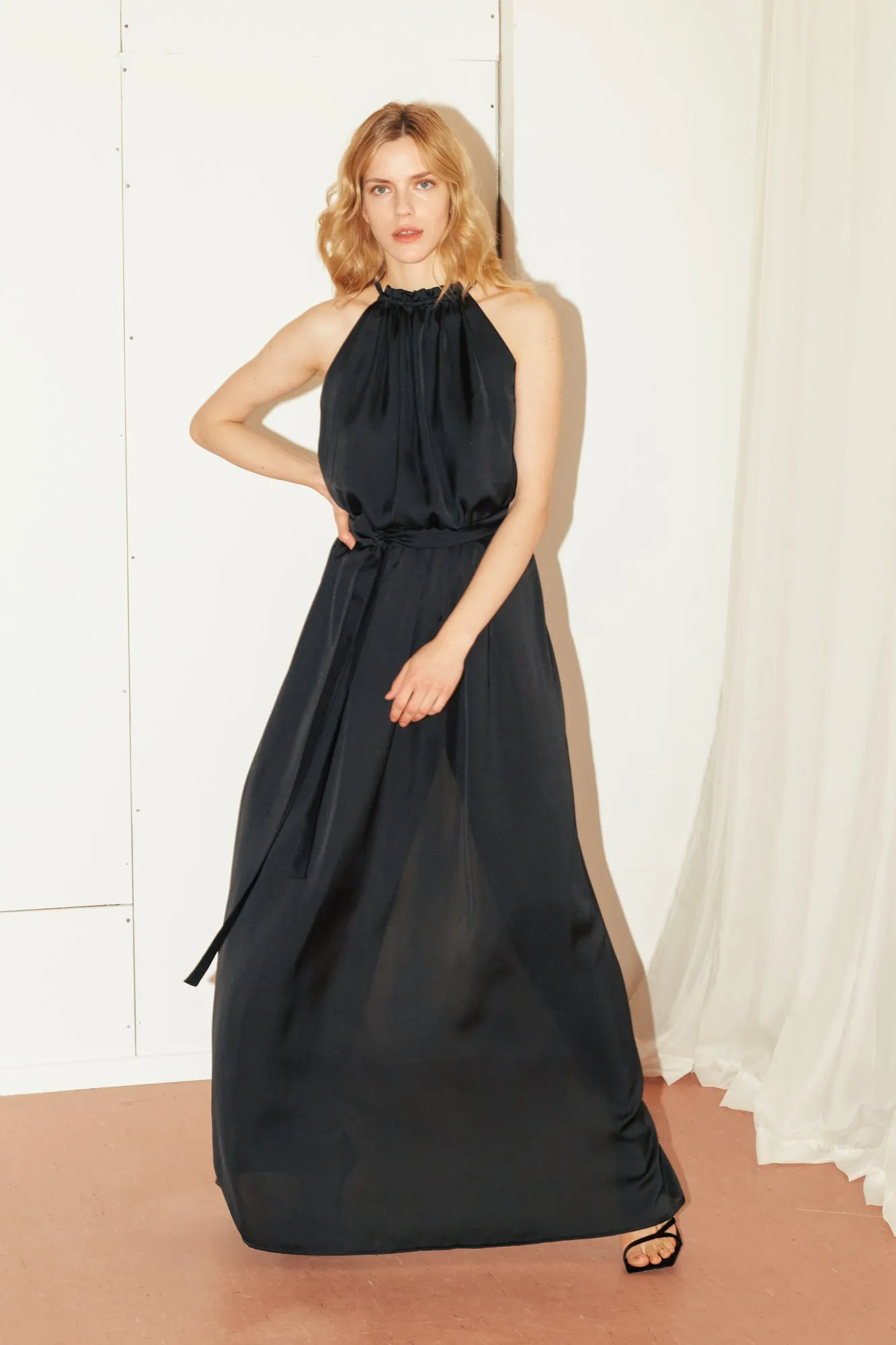 ASOKA maxi black flowing dress