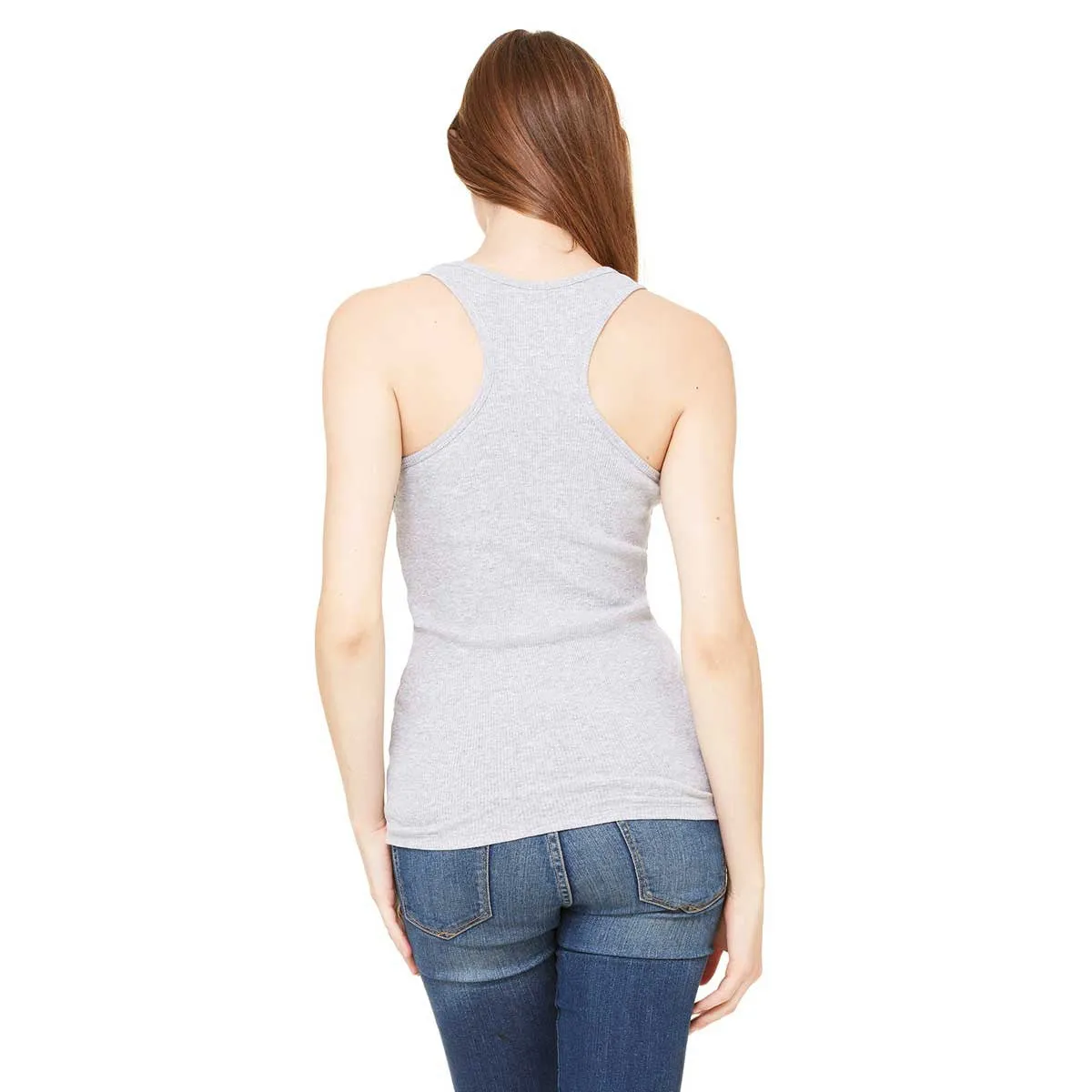 Bella   Canvas Women's Athletic Heather 2x1 Rib Racerback Longer Length Tank