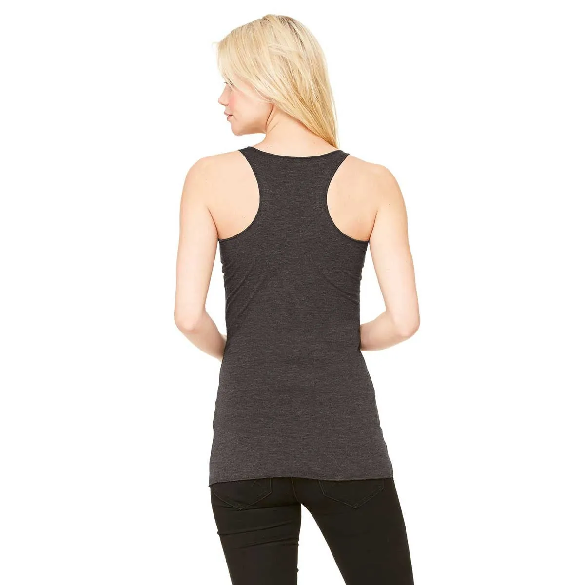 Bella   Canvas Women's Charcoal-Black Triblend Racerback Tank