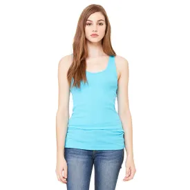 Bella   Canvas Women's Turquoise 2x1 Rib Racerback Longer Length Tank