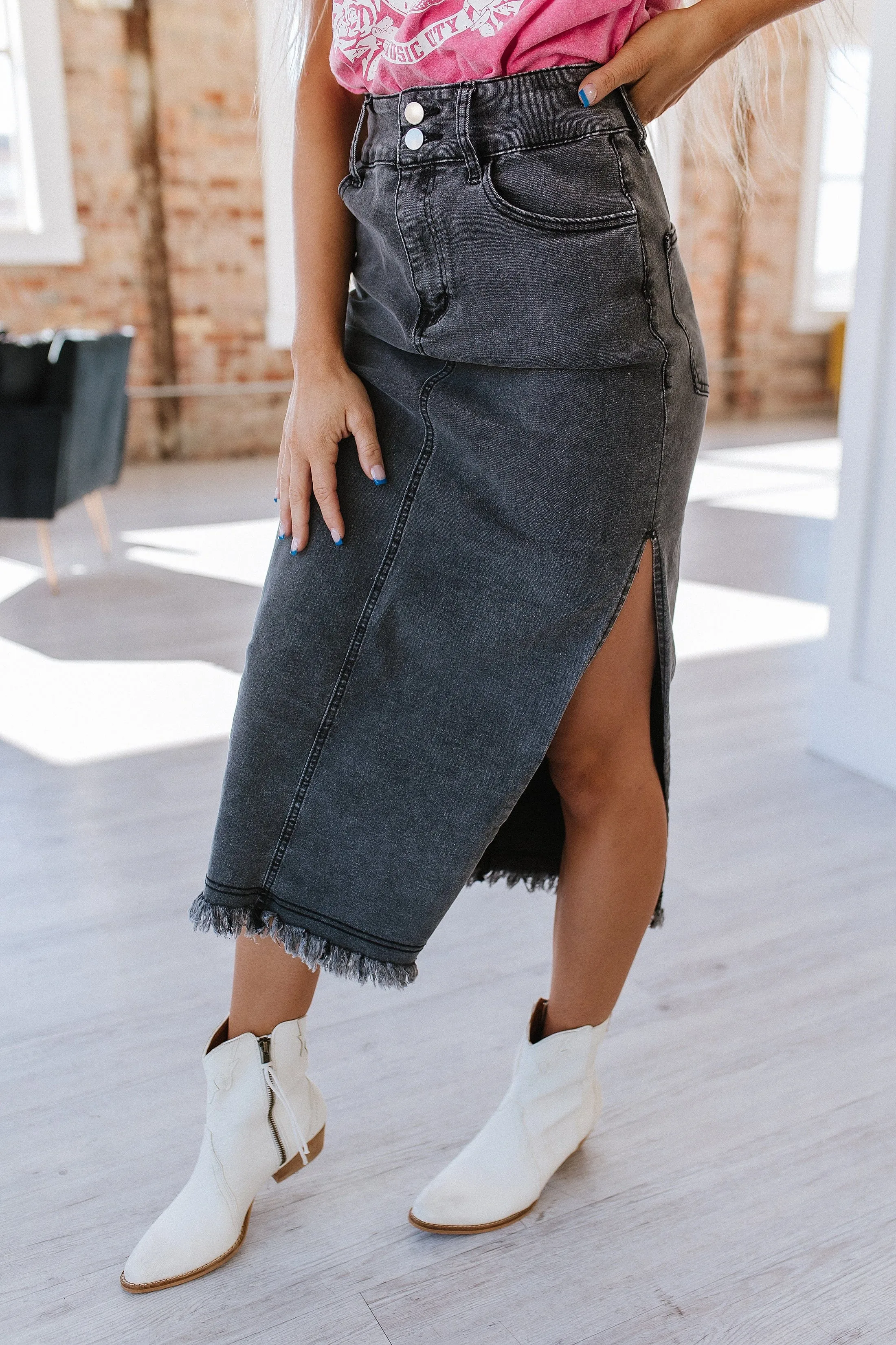 Biles Midi Denim Skirt