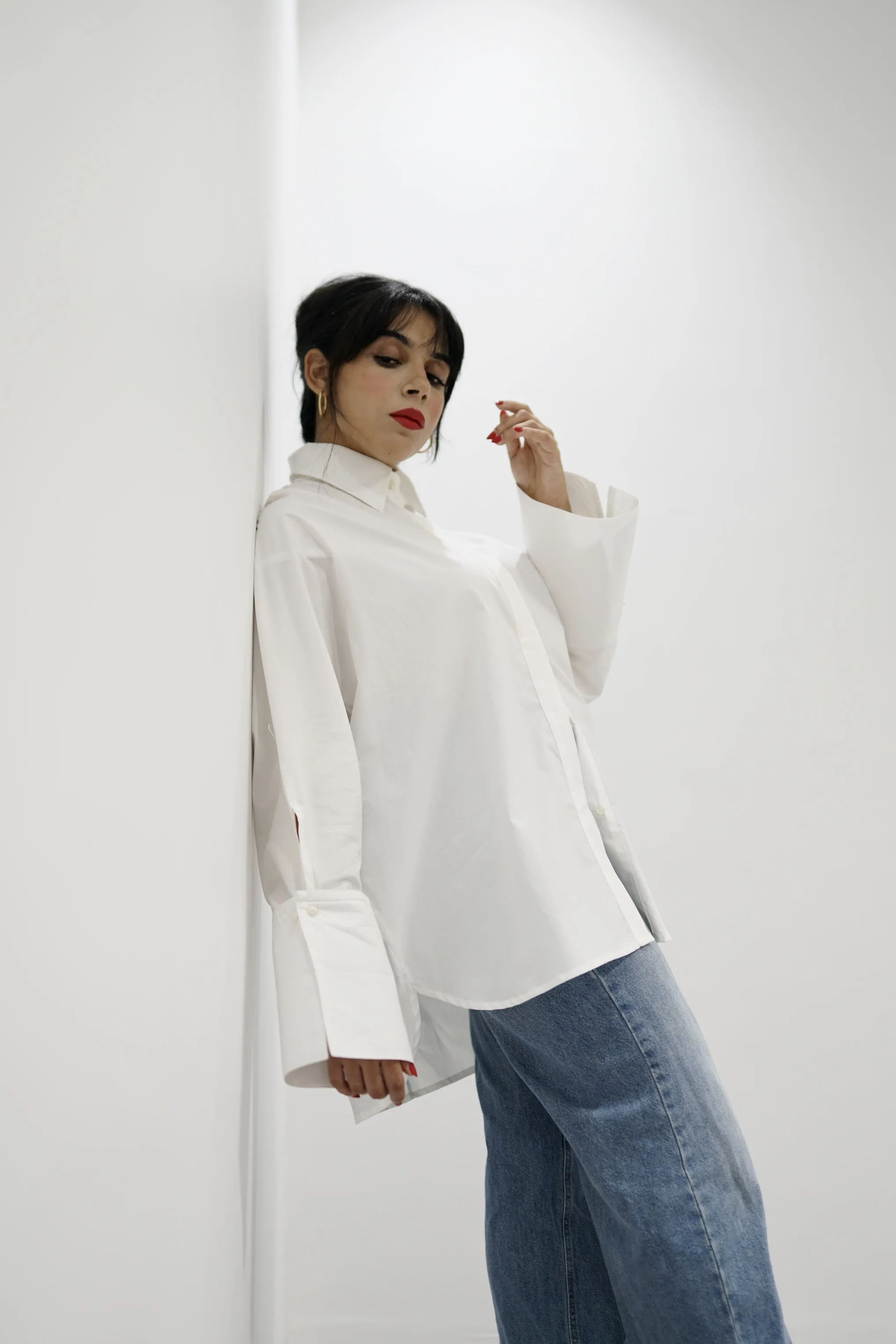 BLOOM - Oversized button down shirt (Pearl)