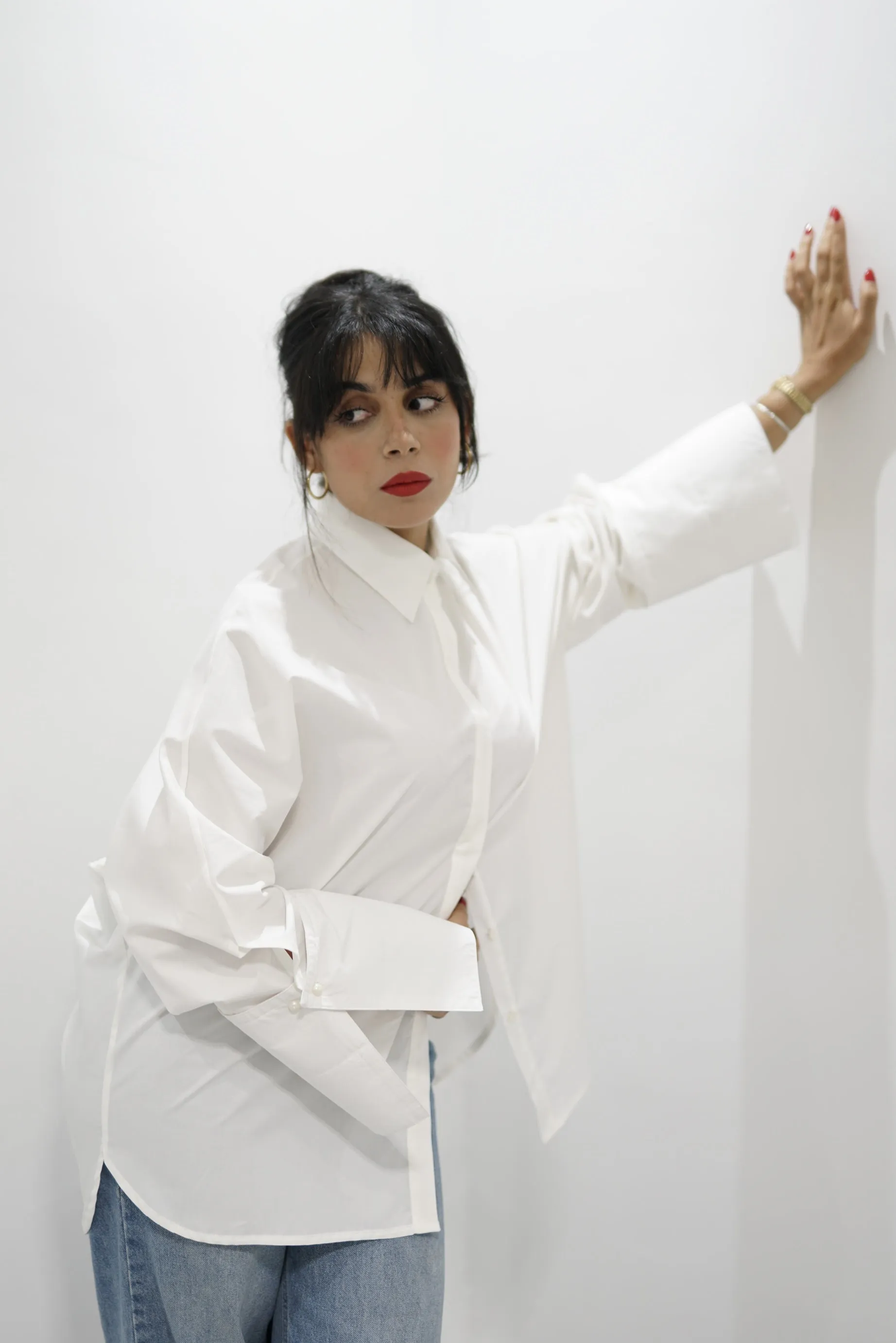 BLOOM - Oversized button down shirt (Pearl)