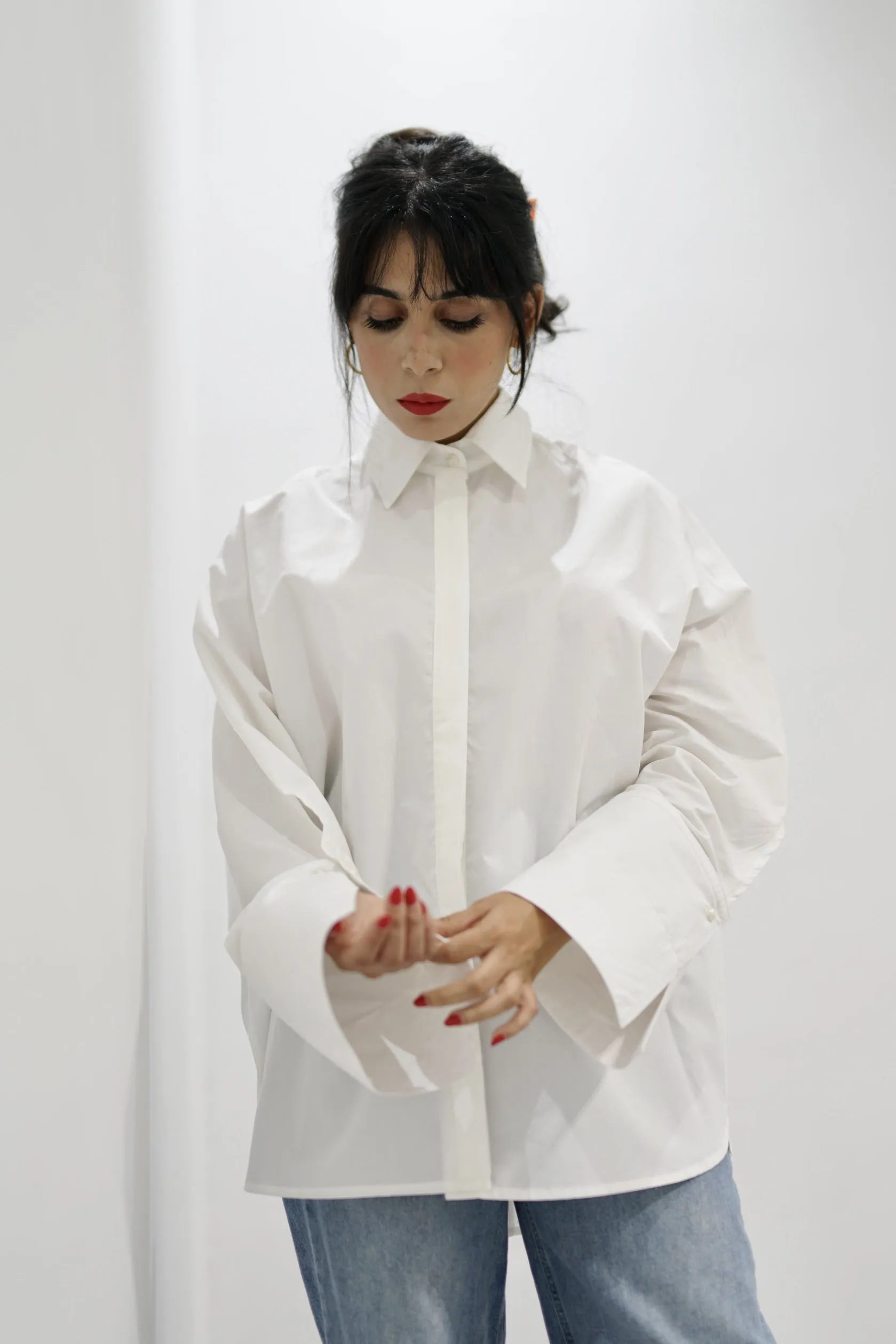 BLOOM - Oversized button down shirt (Pearl)