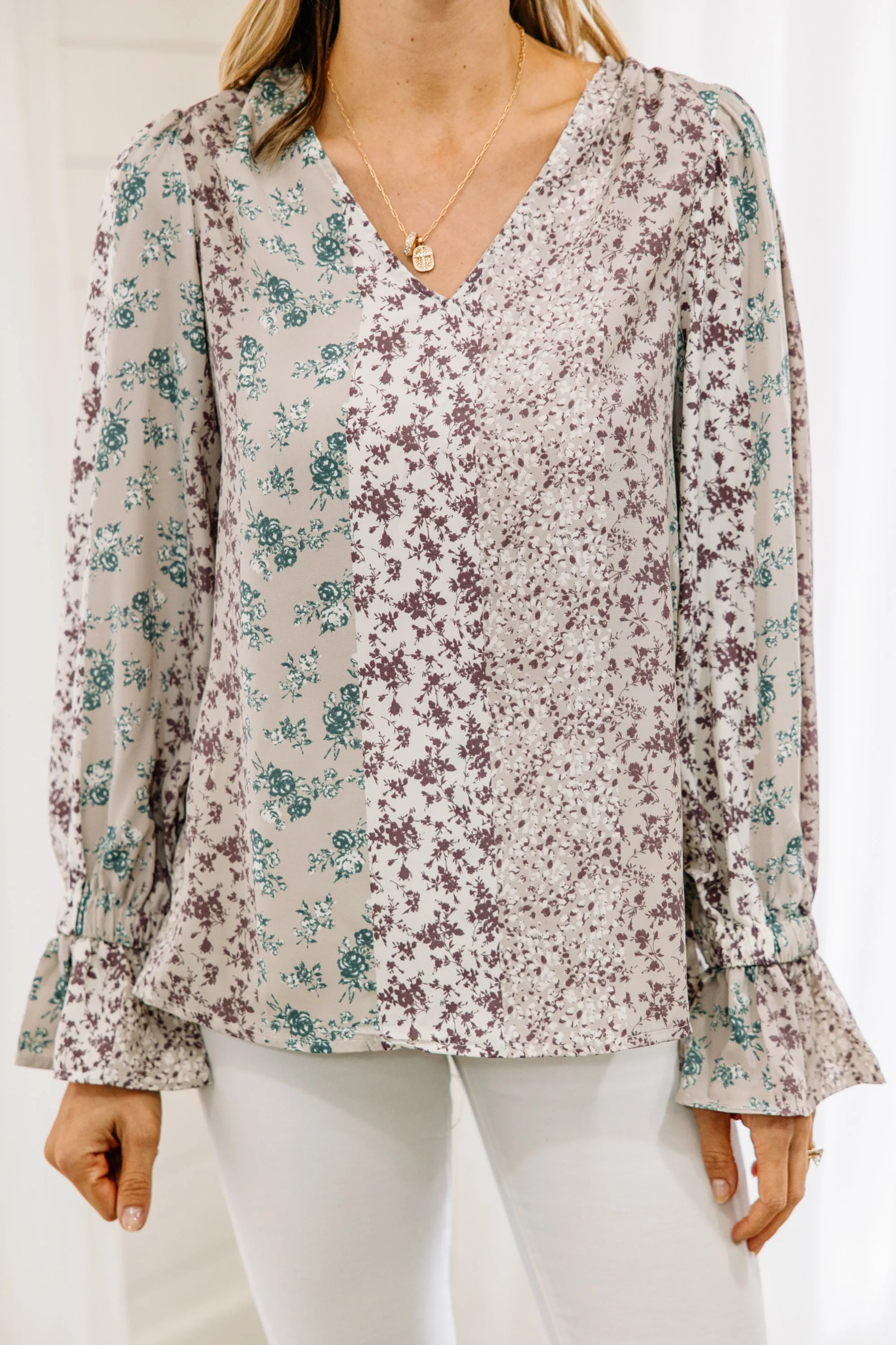 Can't Blame You Lavender Purple Ditsy Floral Blouse