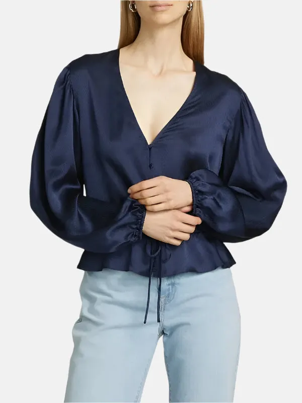 Cinched V-Neck Blouse