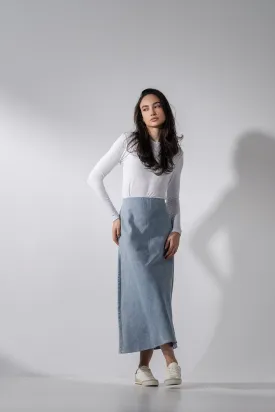 Classic Denim Skirt 35"-Light Blue
