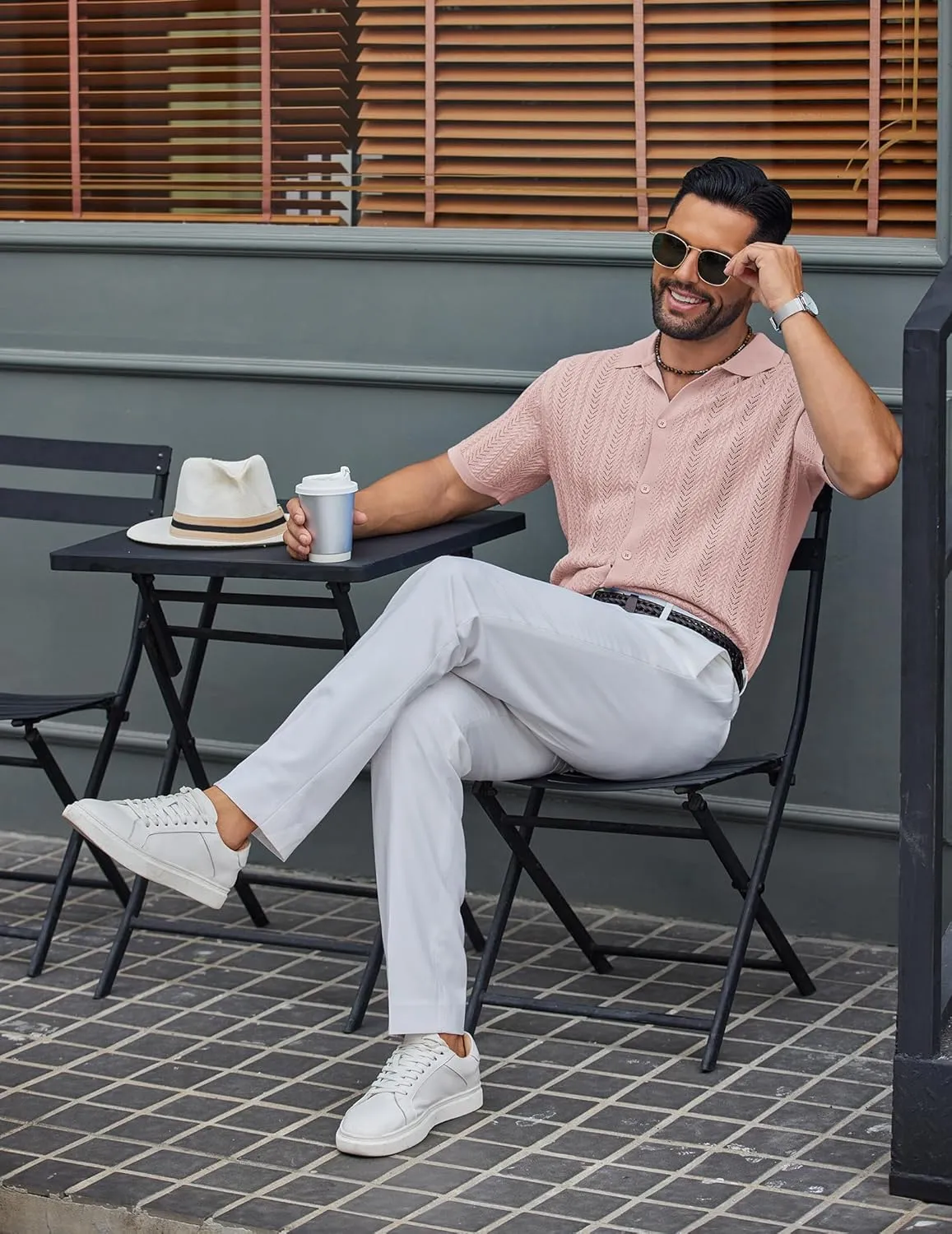 COOFANDY Mens Knit Shirt 2025 Short Sleeve Casual Button Down Shirt Summer Beach Vacation Shirts