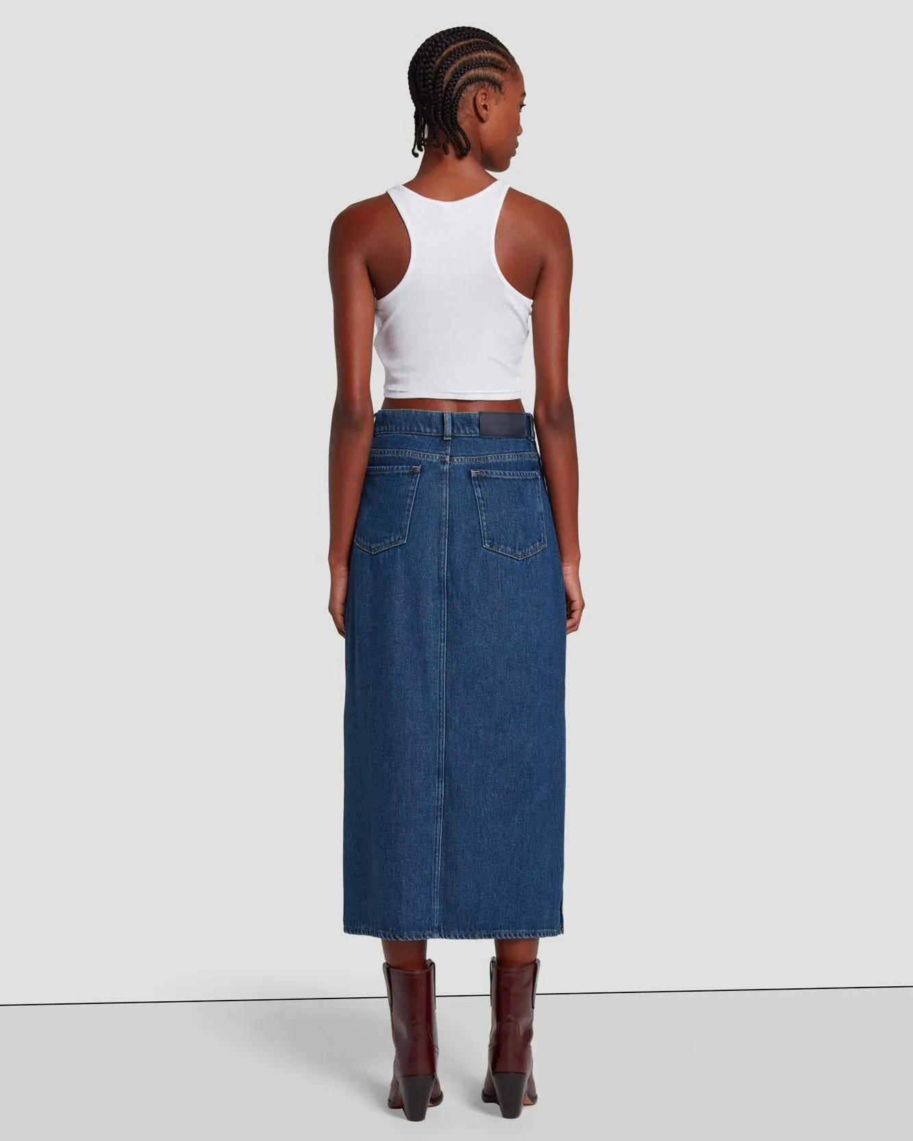Denim Midi Skirt in Bluenote