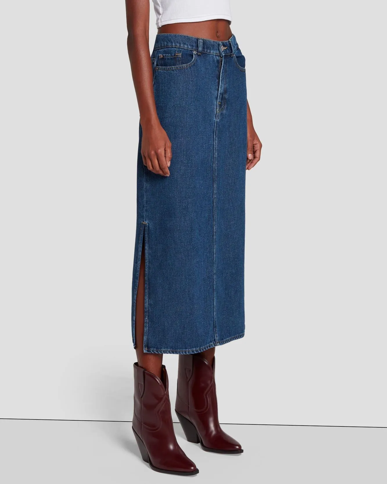 Denim Midi Skirt in Bluenote