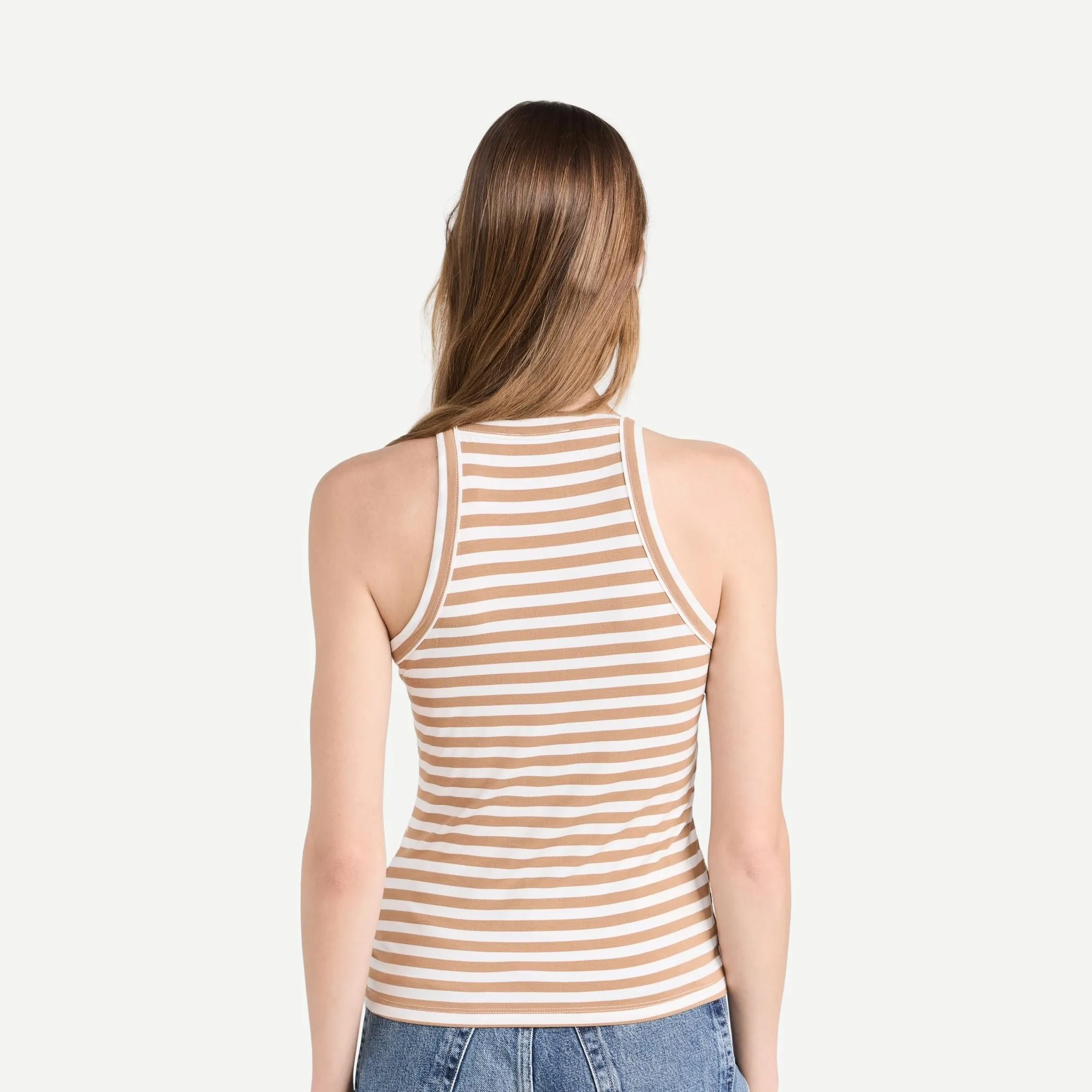 Dylan Striped Tank - Camel Stripe