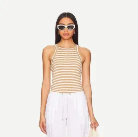 Dylan Striped Tank - Camel Stripe