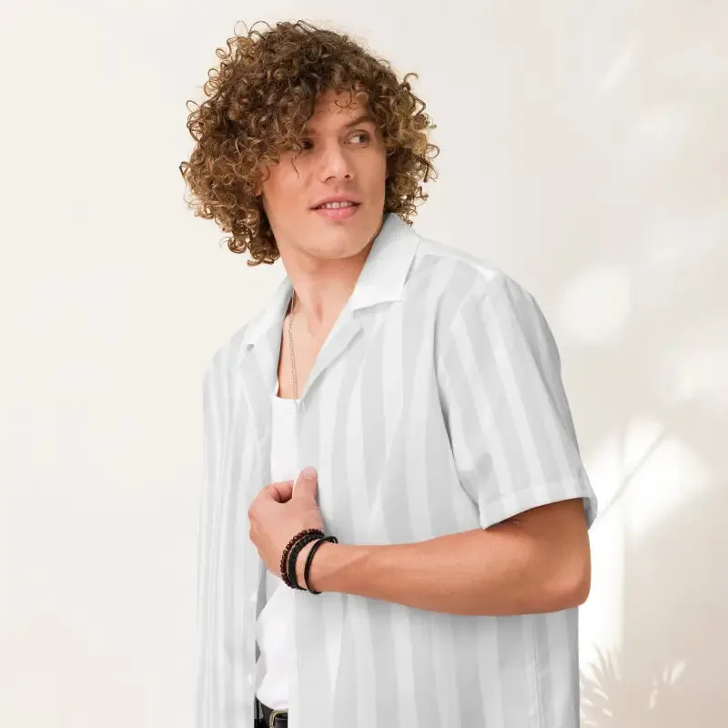 Effortless Grey White Unisex Button Shirt
