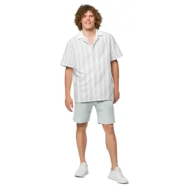 Effortless Grey White Unisex Button Shirt