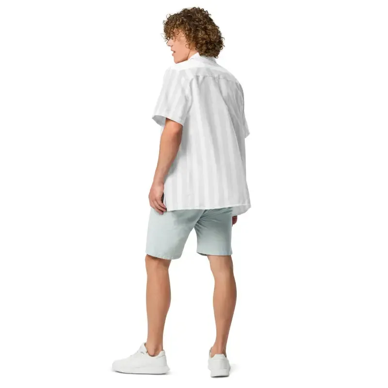 Effortless Grey White Unisex Button Shirt