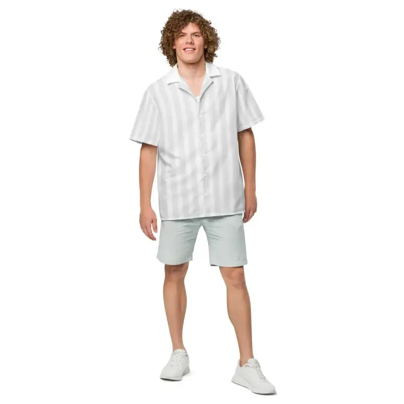Effortless Grey White Unisex Button Shirt