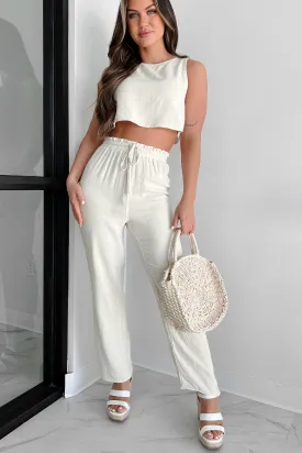 Finding Paradise Linen Crop Top & Pants Set (Oatmeal)