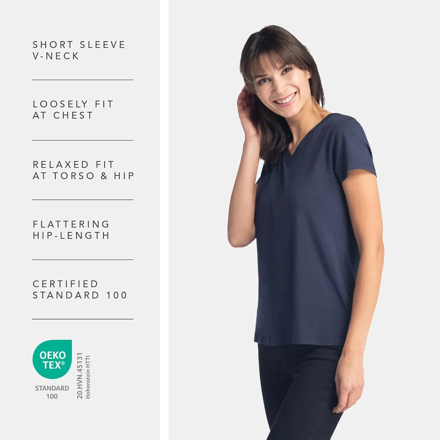 Fishers Finery Women's Ecofabric Short Sleeve V-Neck Tee; Relaxed Fit