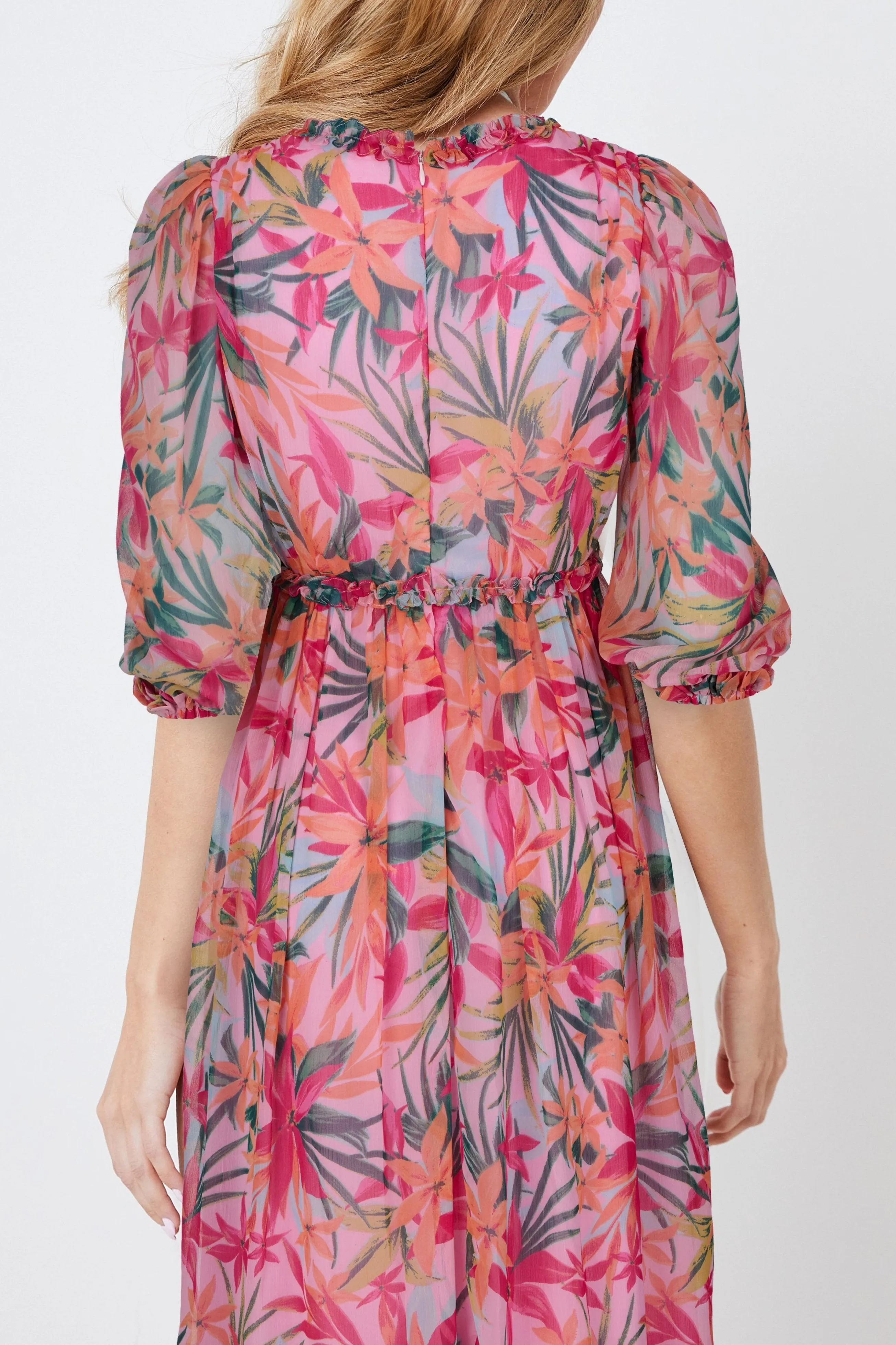 Floral Print Empire Waist Midi Dress