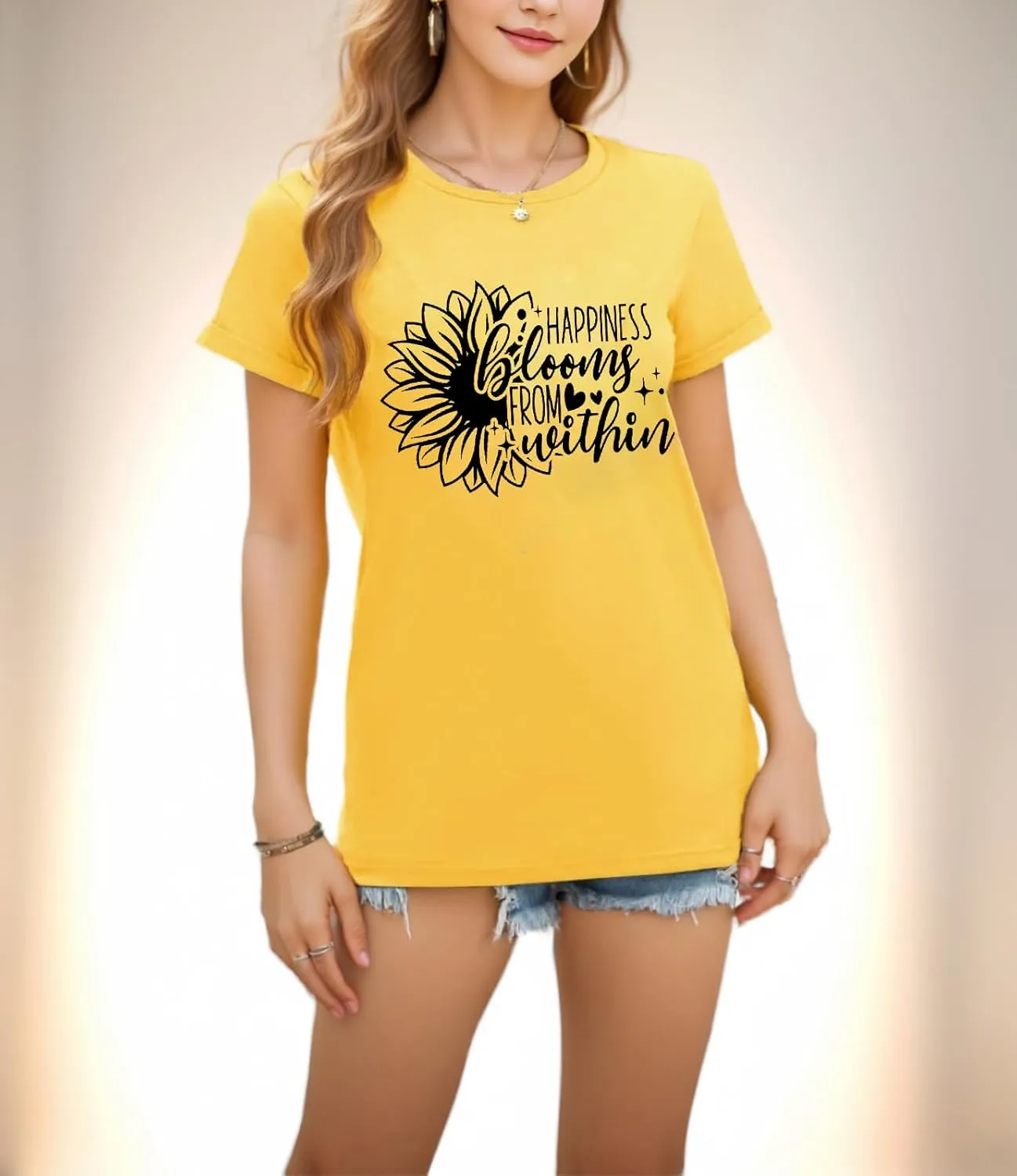 Floral Shirts for Women Boho Wildflower Graphic Workout T Shirts Summer Short Sleeve Nature Tee Tops