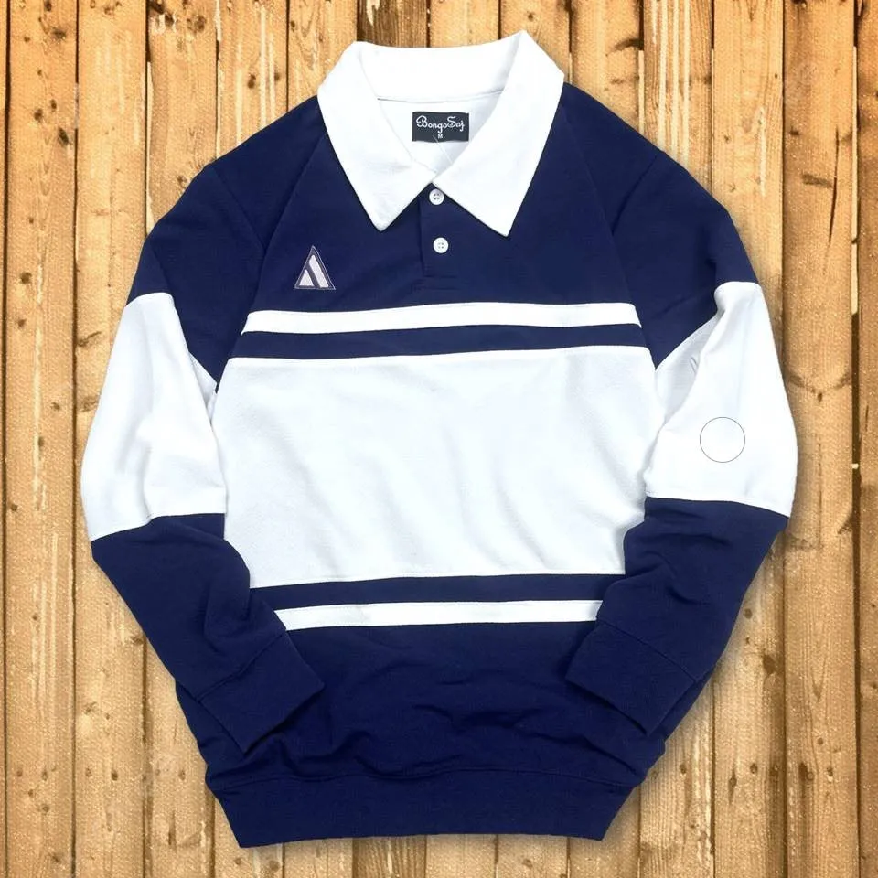 Full sleeve Collar T-Shirt Navy Blue & White 2-Stripes