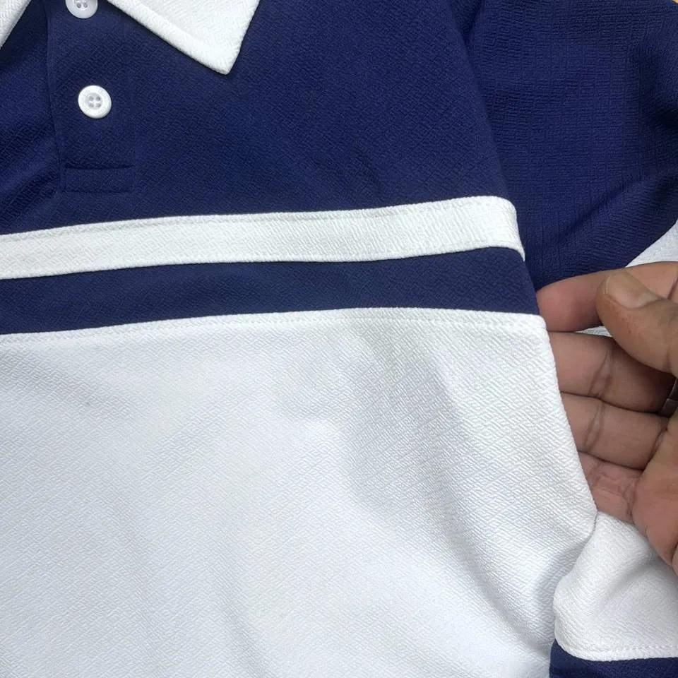 Full sleeve Collar T-Shirt Navy Blue & White 2-Stripes