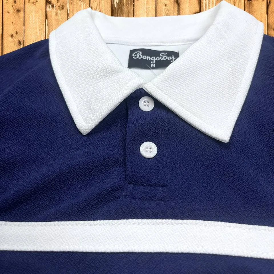 Full sleeve Collar T-Shirt Navy Blue & White 2-Stripes