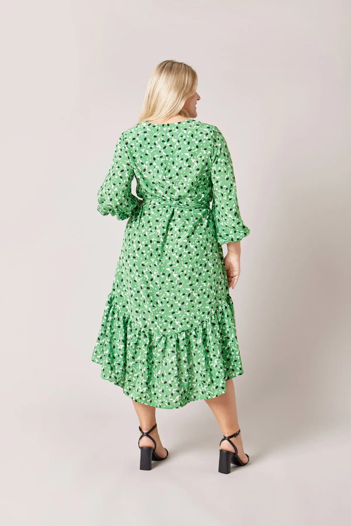 Green Floral Silk Dress