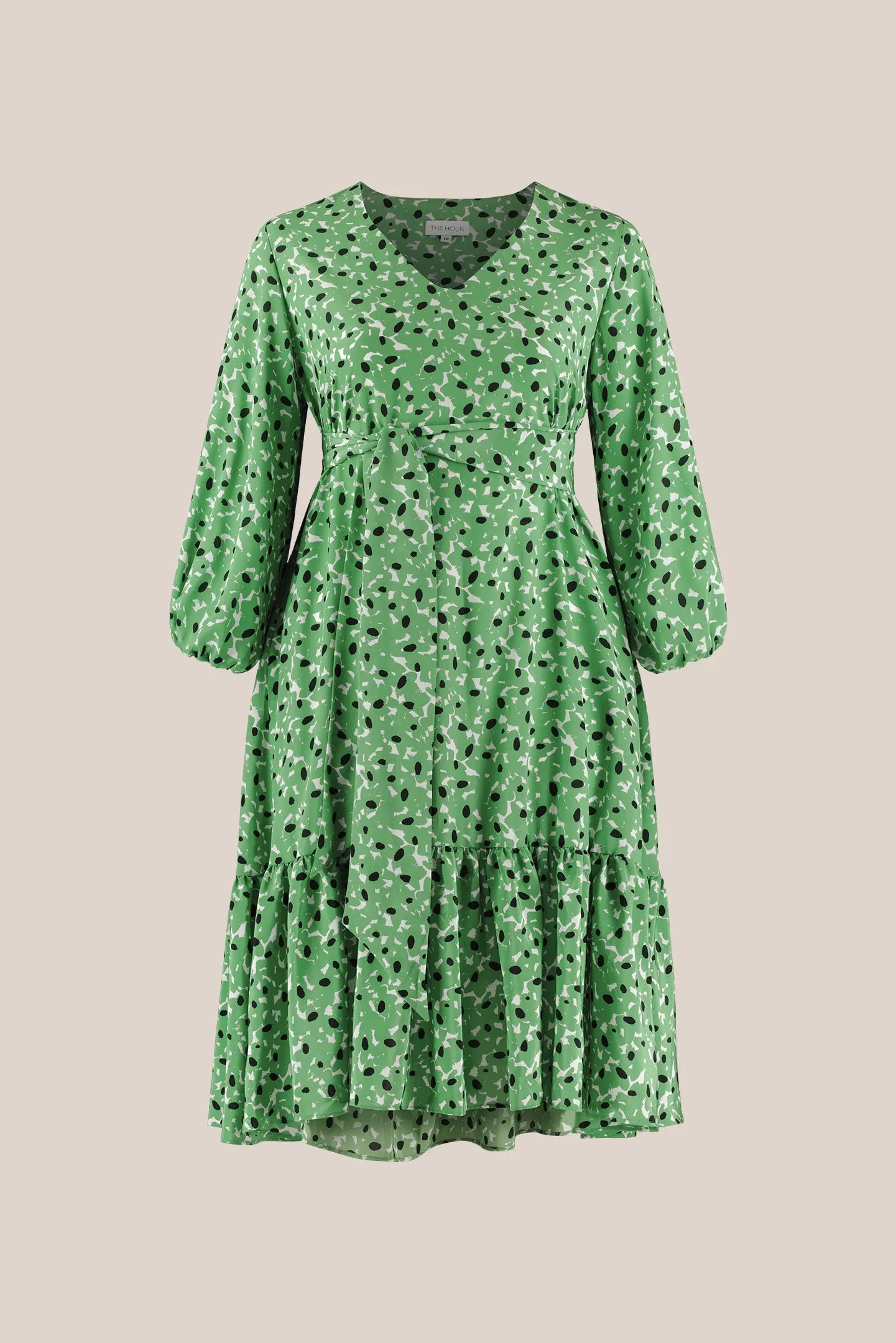 Green Floral Silk Dress