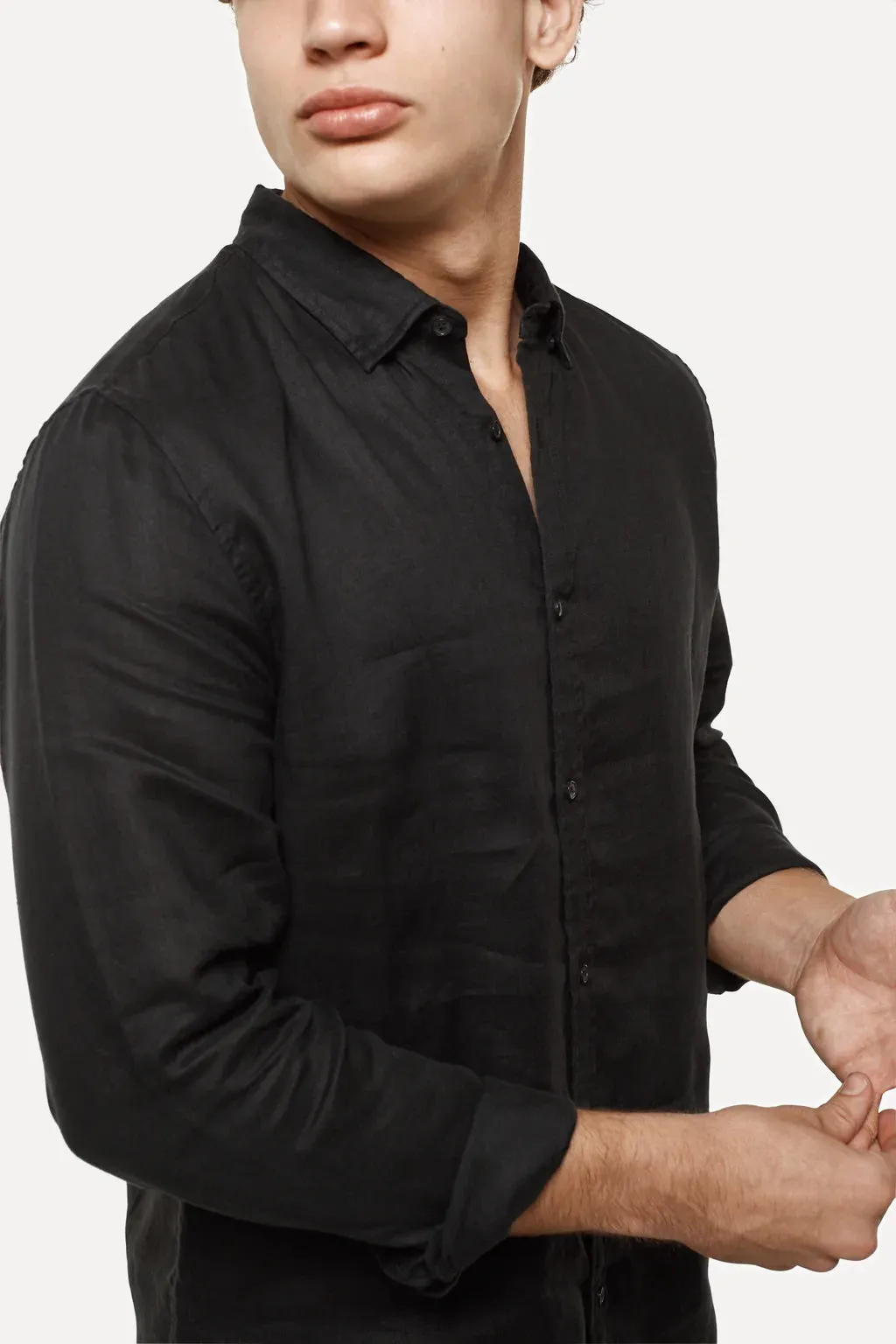 Industrie 'The Tennyson' Linen L/S Shirt - Black