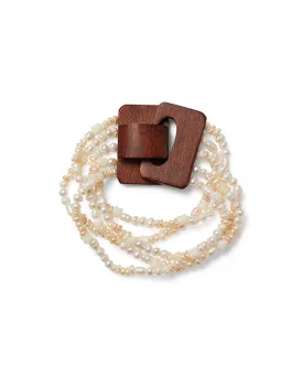 Ivory Pearl Bracelet With Wood Closure