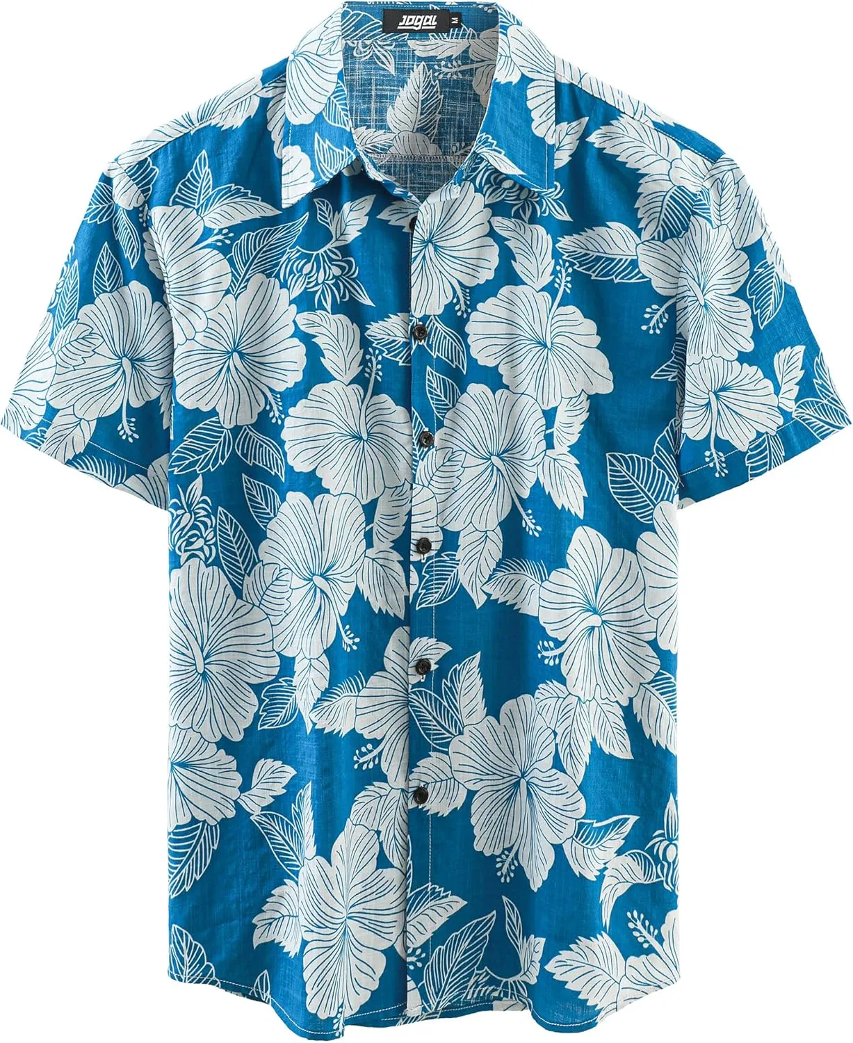 JOGAL Men's Flower Casual Button Down Short Sleeve Hawaiian Shirt
