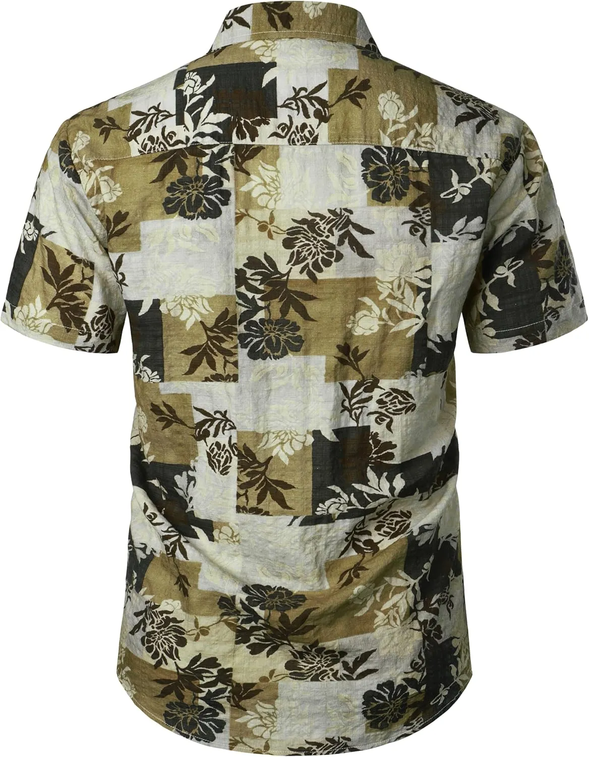 JOGAL Men's Flower Casual Button Down Short Sleeve Hawaiian Shirt