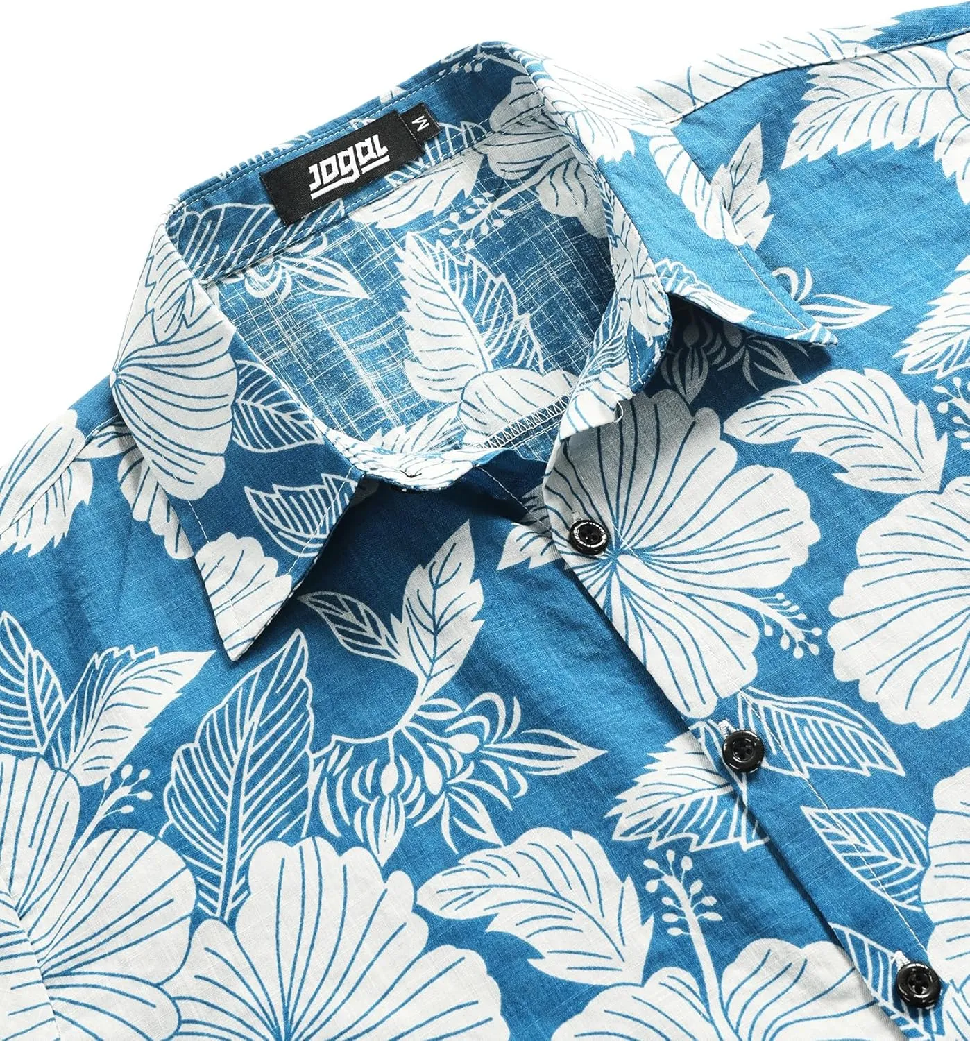 JOGAL Men's Flower Casual Button Down Short Sleeve Hawaiian Shirt
