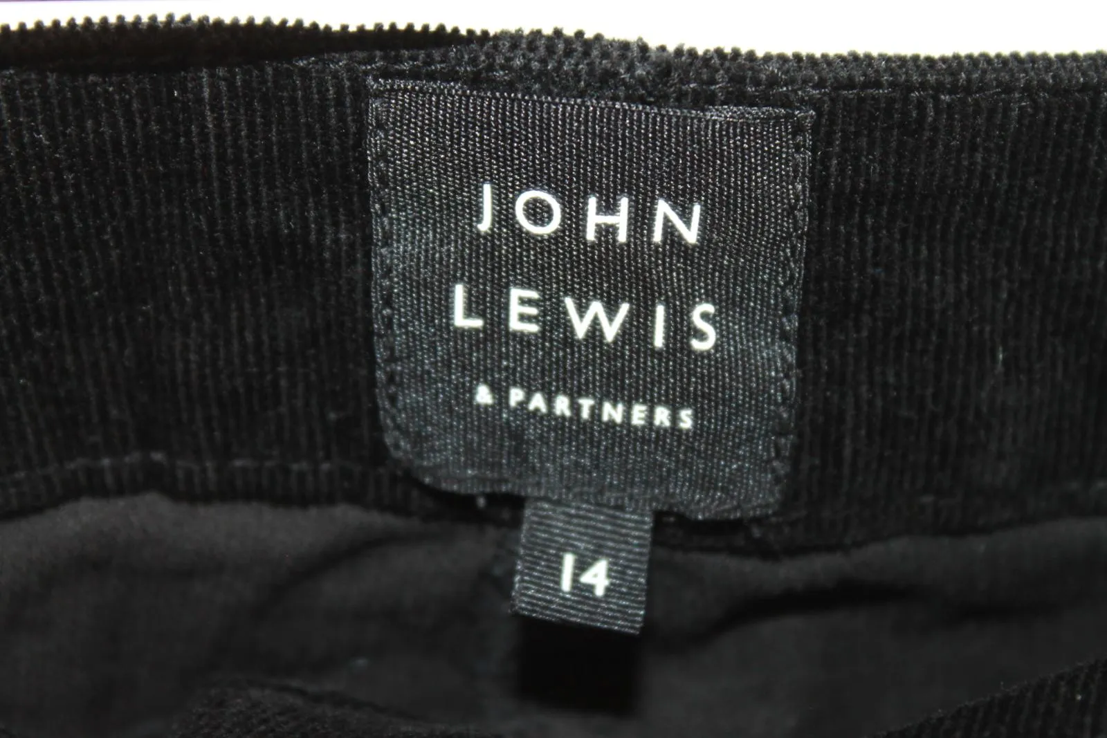 JOHN LEWIS Ladies Black Cotton Corderoy Chino Trousers EU42 UK14