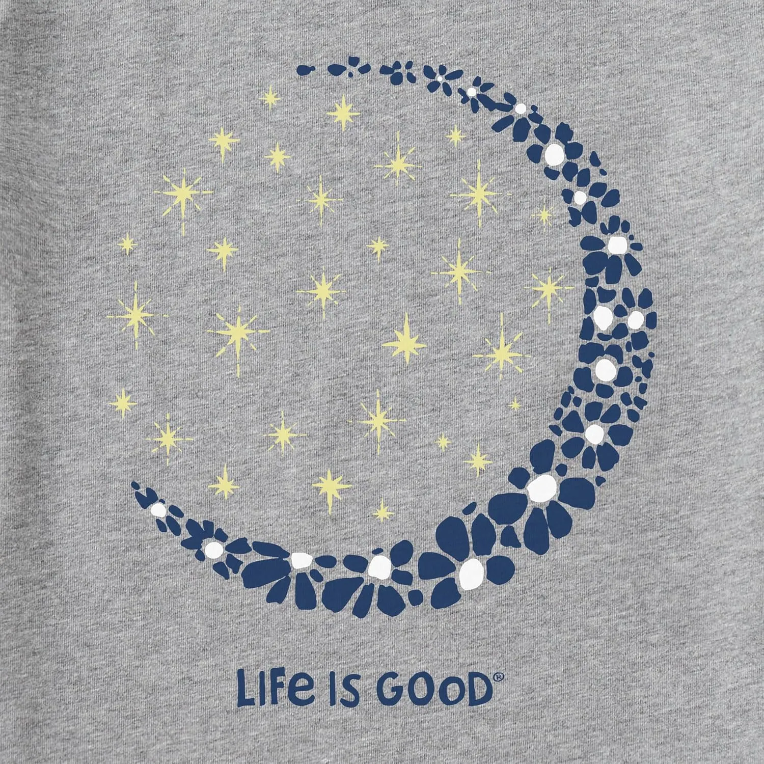 Life is Good Women's Crusher Tee, Short Sleeve Cotton Graphic T-Shirts, Crescent Moon Daisies