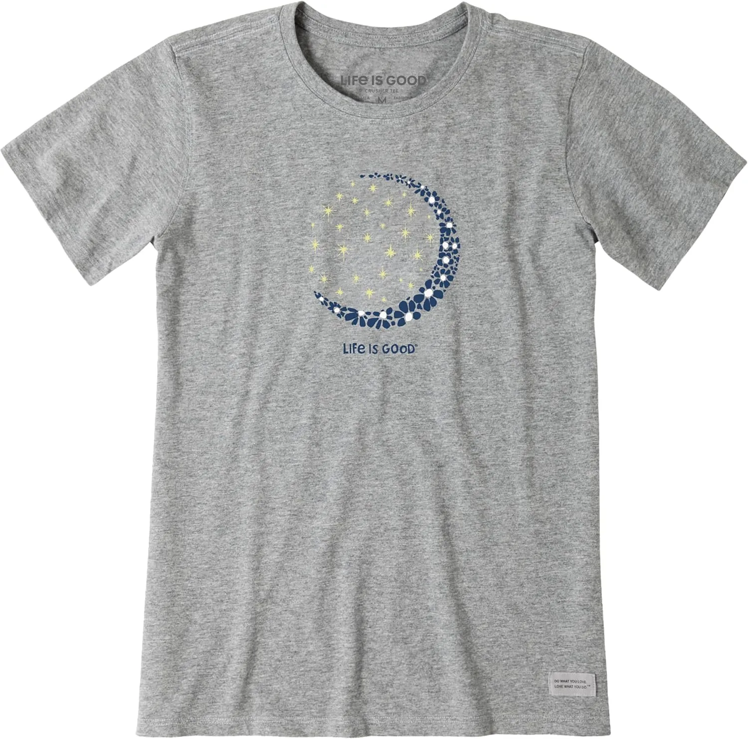 Life is Good Women's Crusher Tee, Short Sleeve Cotton Graphic T-Shirts, Crescent Moon Daisies