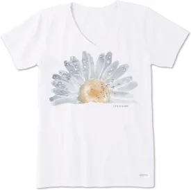Life is Good Women's Crusher Tee, Short Sleeve Cotton Graphic T-Shirts, Watercolor Daisy Birds