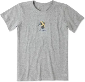Life is Good Women's Vintage Crusher Tee Rocket with Daisy, Heather Gray