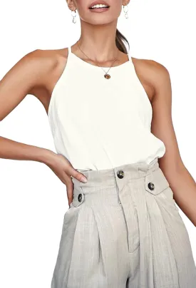LouKeith Womens Tank Top Racerback Halter Tops Sleeveless Shirts Spaghetti Strap Camisole Casual Summer Basic Blouses