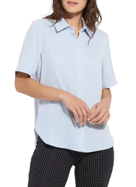 Lysse Short Sleeve Parker Button Down in Ciel