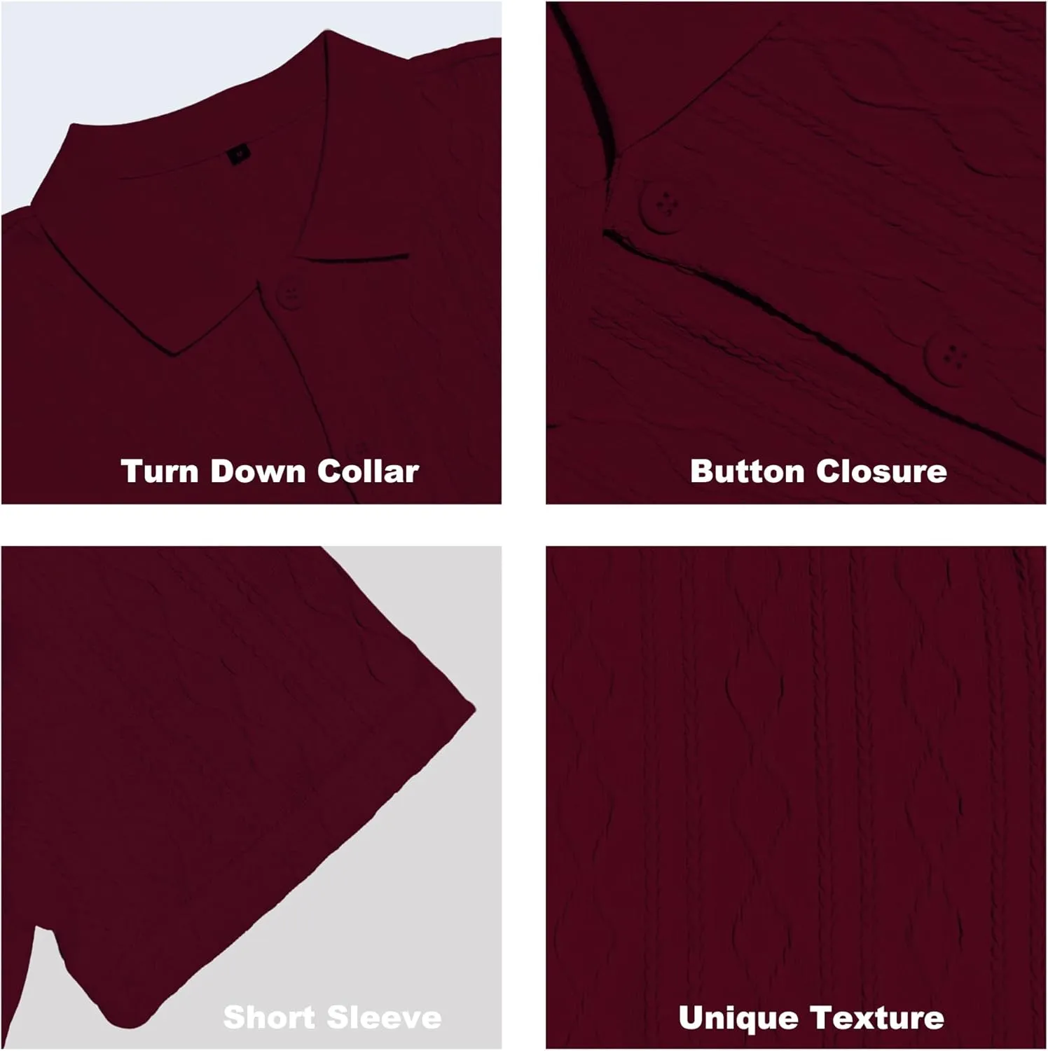 Men's Casual Button Down Shirt Short Sleeve Knit Polo Shirts Trending Fashion Summer Beach Vacation Clothes