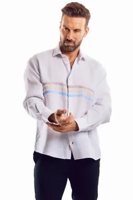 Mojito Casual Multi Color Block Design 100% Linen Shirt Long Sleeve