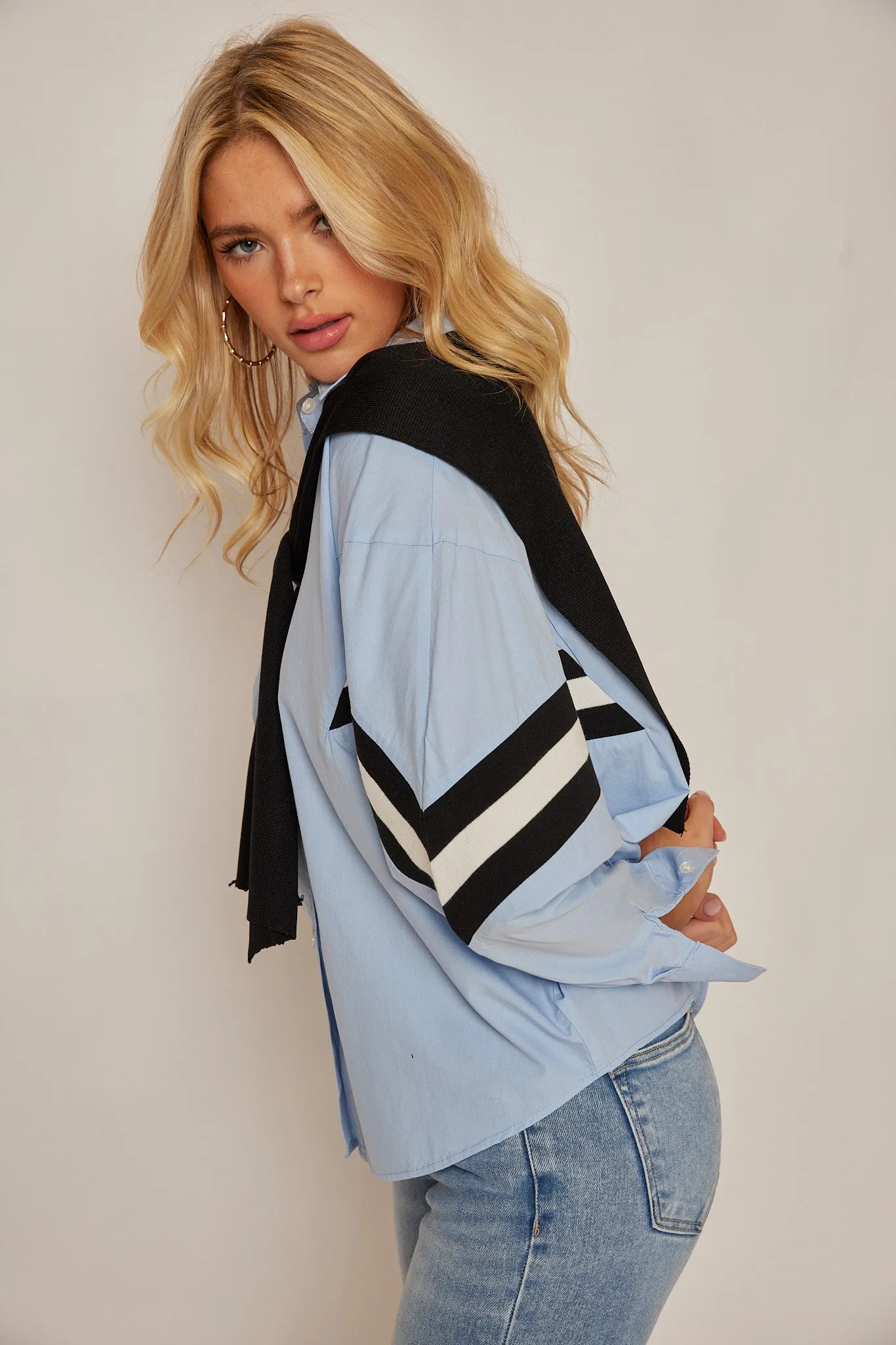 Mona Dress Shirt With Faux Sweater